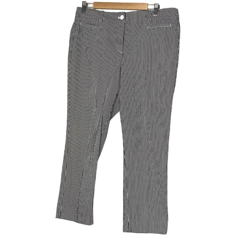 Talbots Women’s Striped Capri Pants Tapered Leg Gray White Size 10